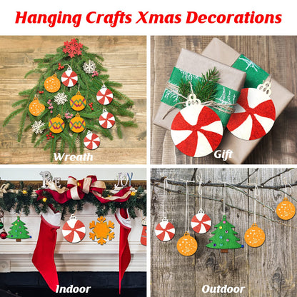 Collabell Christmas Wooden Painting Craft Kit, Paint Your Own Xmas Ornaments, Unfinished Wood Slices Christmas Crafts for Kids Adults, Art and Craft Supplies for Christmas Tree Hanging Decorations