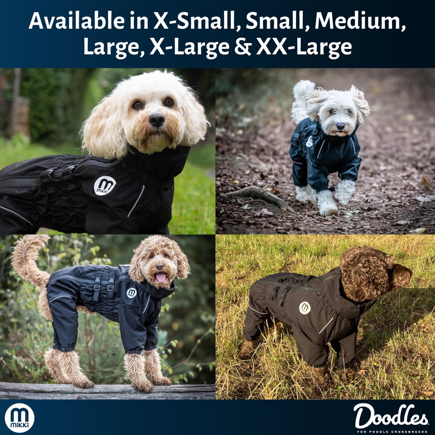 Mikki Doodles Dog Raincoat, Waterproof, Windproof, Silky Lining, Less Friction Means Less Knots & Tangles, Size Large c
