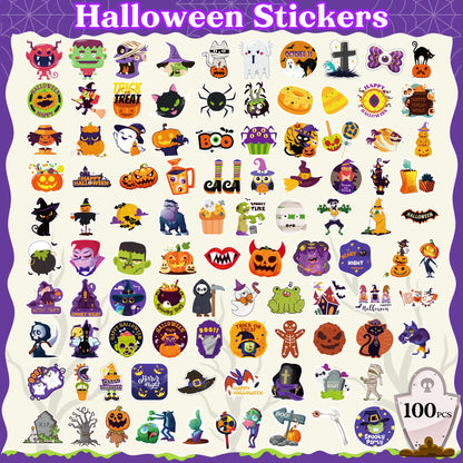 OHOME Halloween Stickers | 100 PCS Halloween Party Favors - Halloween Games Toys Gifts Party Supplies - Crafts Accessories Treats Bulk for Classroom