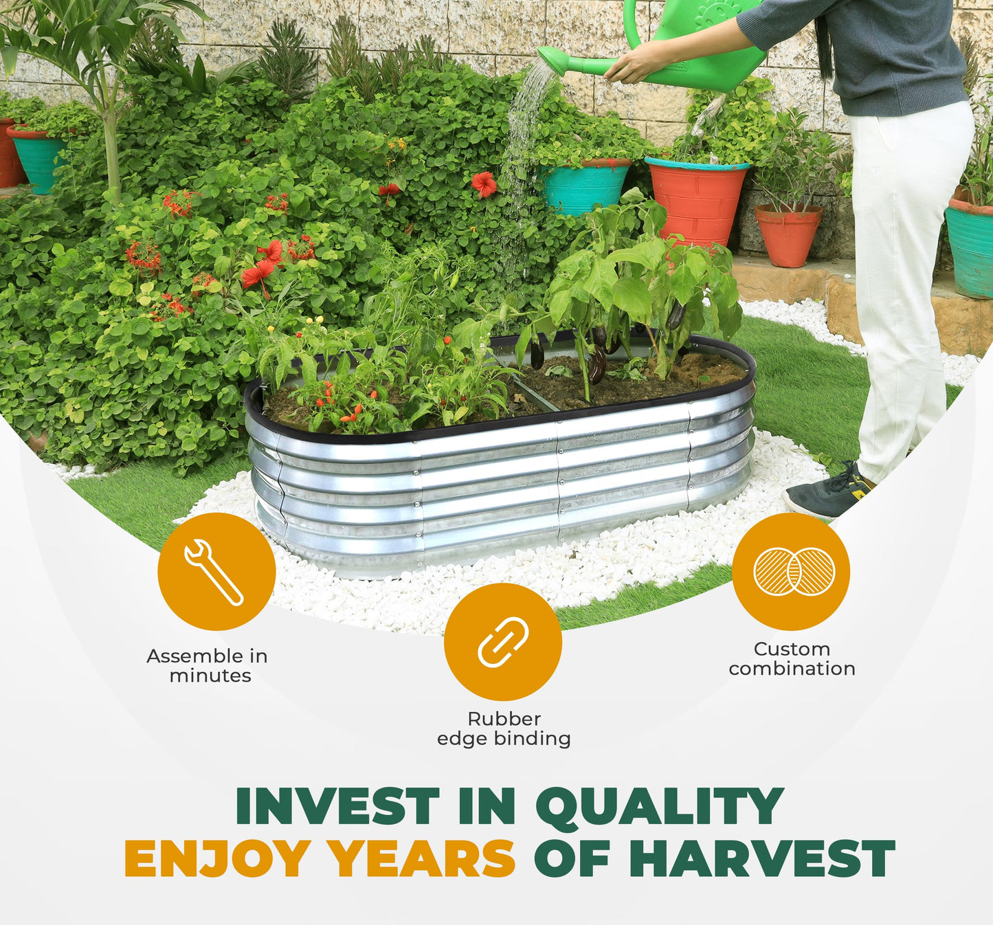 Utopia Home Galvanized Raised Garden Bed Kit 4x2x1ft, Planter Box Raised Garden Beds Outdoor, Easy Assembly Metal Raised Bed for Gardening Vegetables, Fruits, Flowers - Pack of 01 - Silver