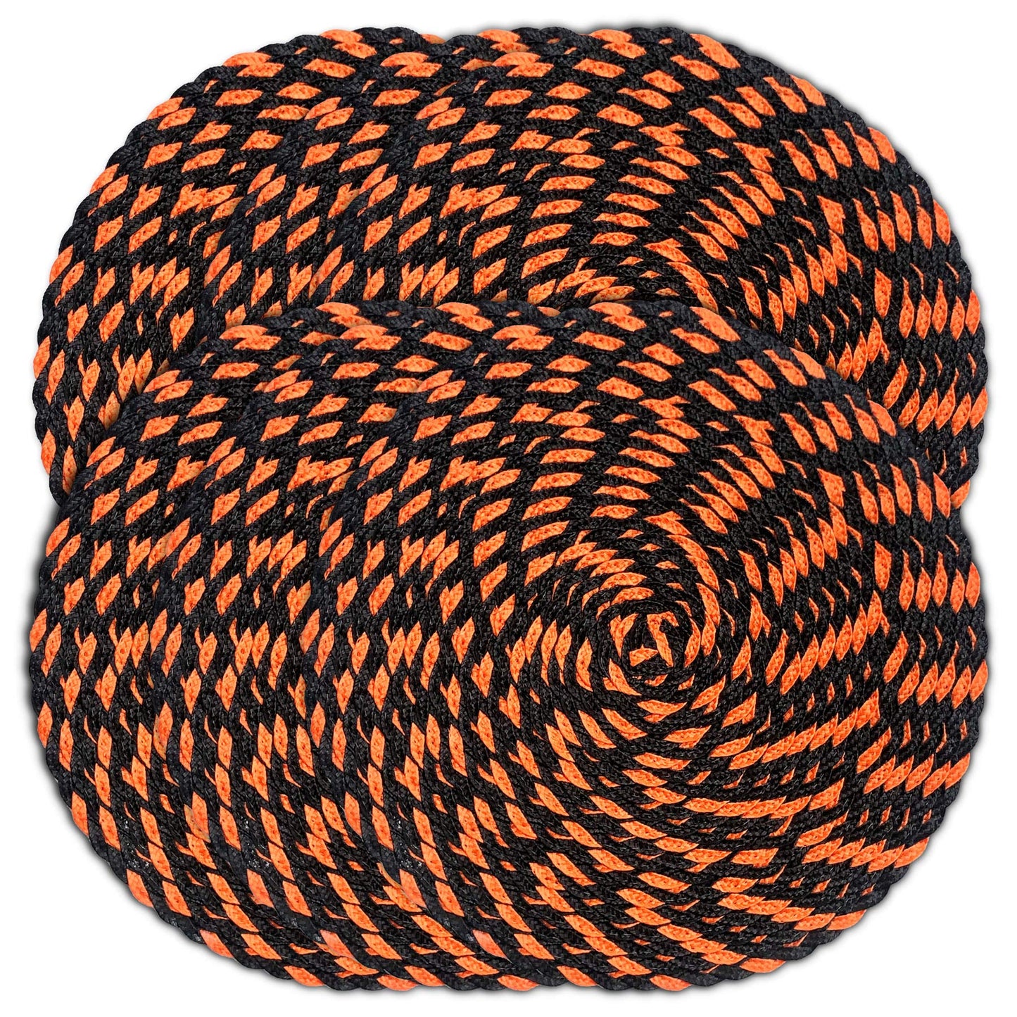 Halloween 15" Round Orange Black Dual-Color Braided Woven Polypropylene Plastic Placemats, Set of 6