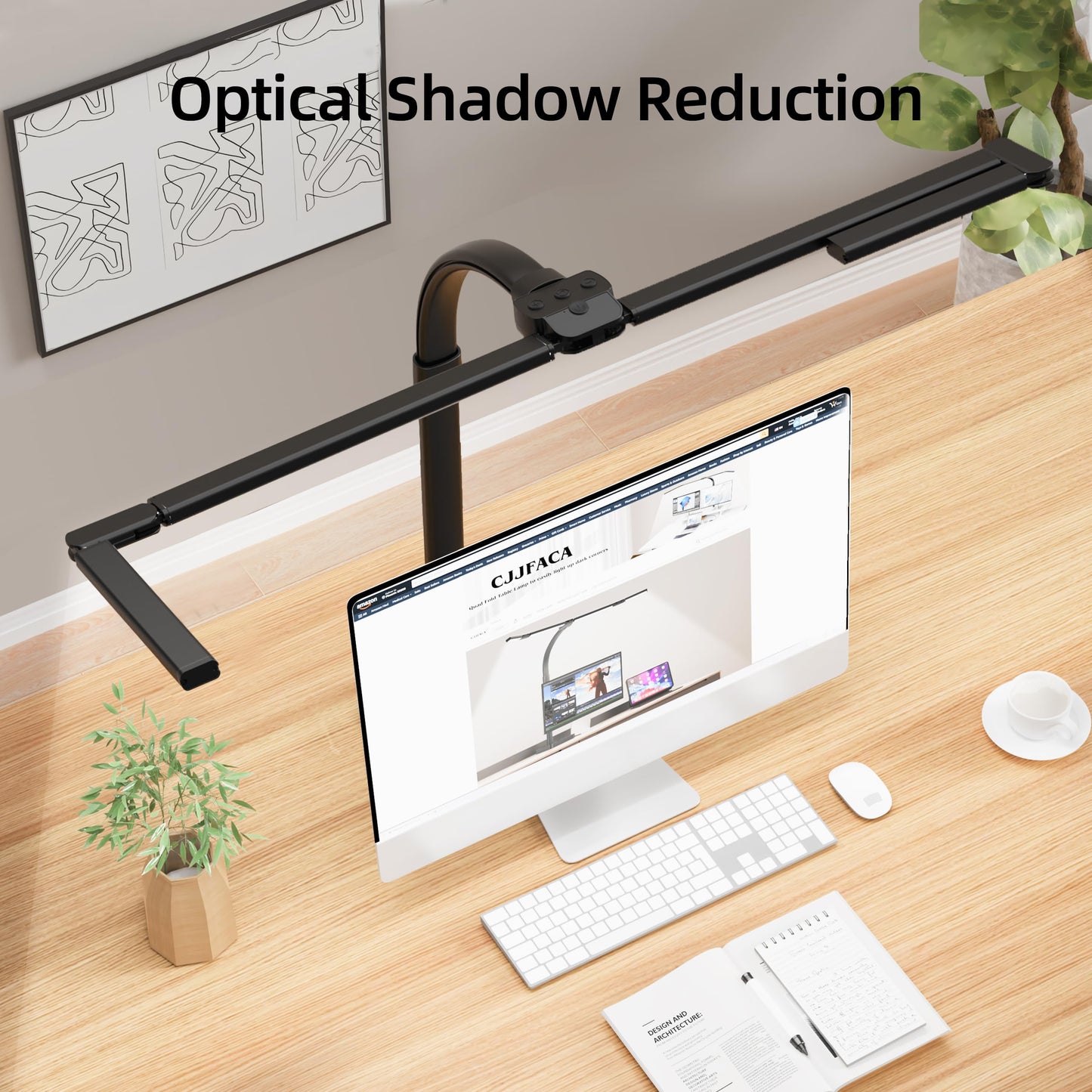 CJJFACA Office Home Desk Lamp,24W Super Bright Eye-Care Desk Lamp,Adjustable Gooseneck Office LED Task Light with Soft Non-Glare Lighting,Suitable for Studying,Reading (Black) (Plus)