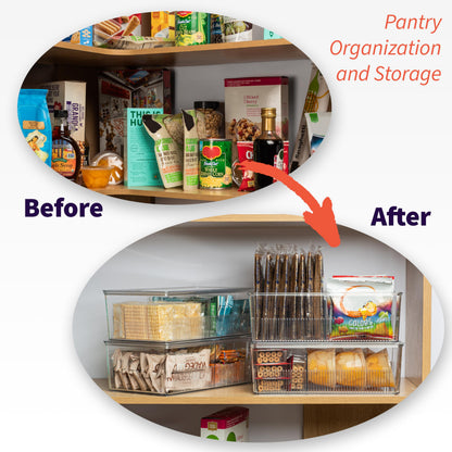 ClearSpace Pantry Organization and Storage Bins with Removable Dividers & Lids – Perfect Pantry Organizers or Kitchen Organization – Refrigerator Organizer Bins, Cabinet Organizers, 2 Pack