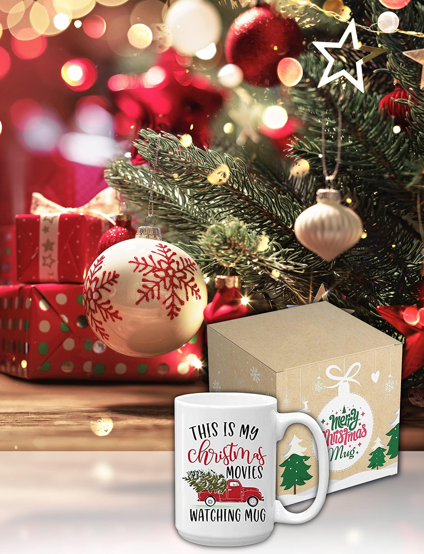 BLUE RIBBON Christmas Gifts Coffee Mug,This is My Christmas Movies Watching Mug, Funny Coffee Mug from Daughter, Wife and Son – Mug in Decorative Christmas Gift Box (15 oz)