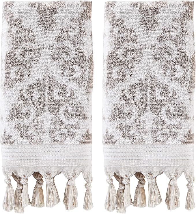 SKL Home Mirage Fringe 100% Turkish Cotton Hand Towel, 16x26 in