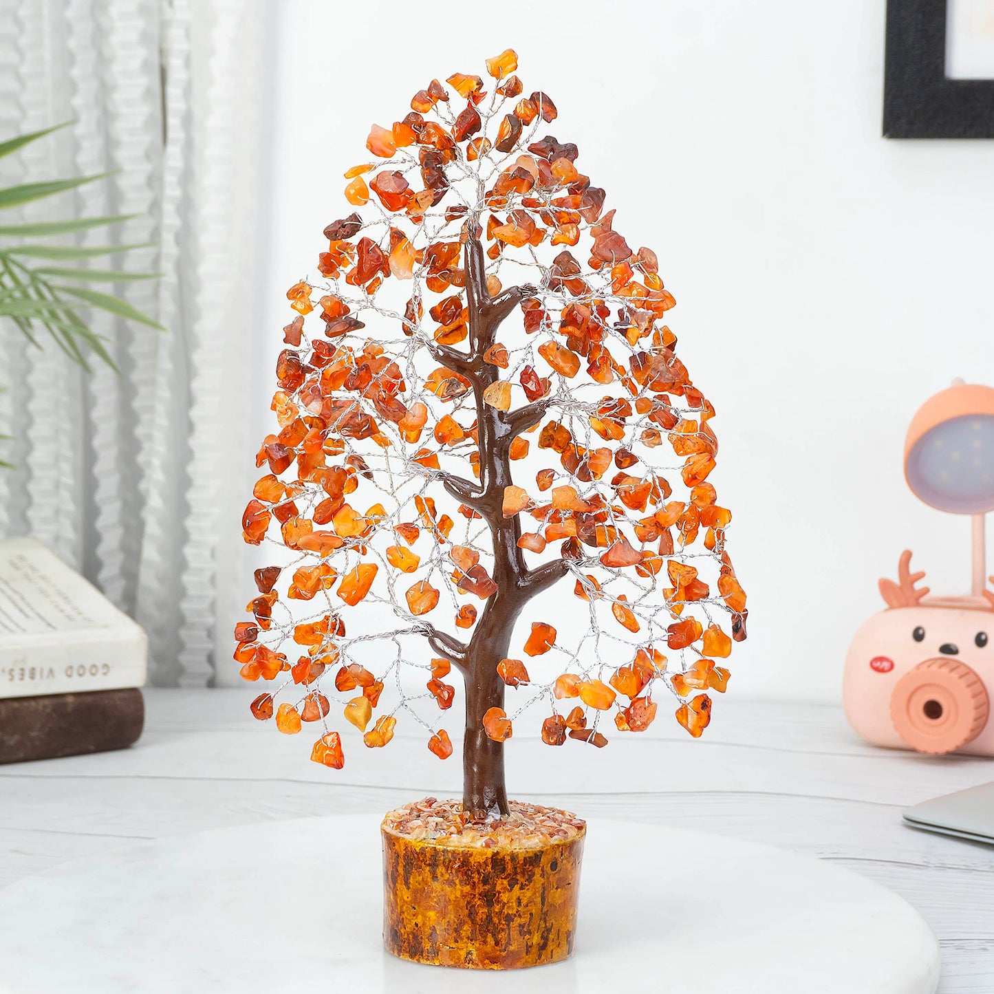 Carnelian Crystal Tree of Life Money Bonsai Natural Gemstone Feng Shui Tree for Luck, Prosperity Healing Crystal Chakra Tree for Home Office Decor Spiritual Gift, Birthday Gifts for Women, Mom Sister