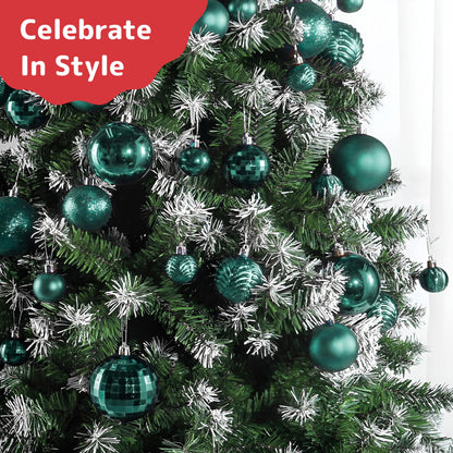 Prextex 36-Pieces Christmas Ornaments Set - Shatterproof, Festive Olive Green Christmas Tree Balls Decorations in 3 Sizes and 6 Styles with Hanging Loops for Tree, Wreath, Dazzling Holiday Party Decor