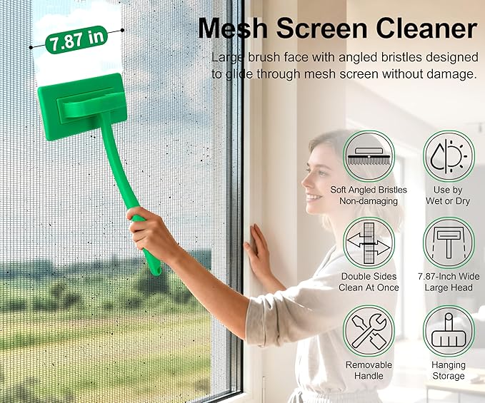 MyLifeUNIT Mesh Screen Cleaner, Detachable Window Screen Cleaning Brush Washing