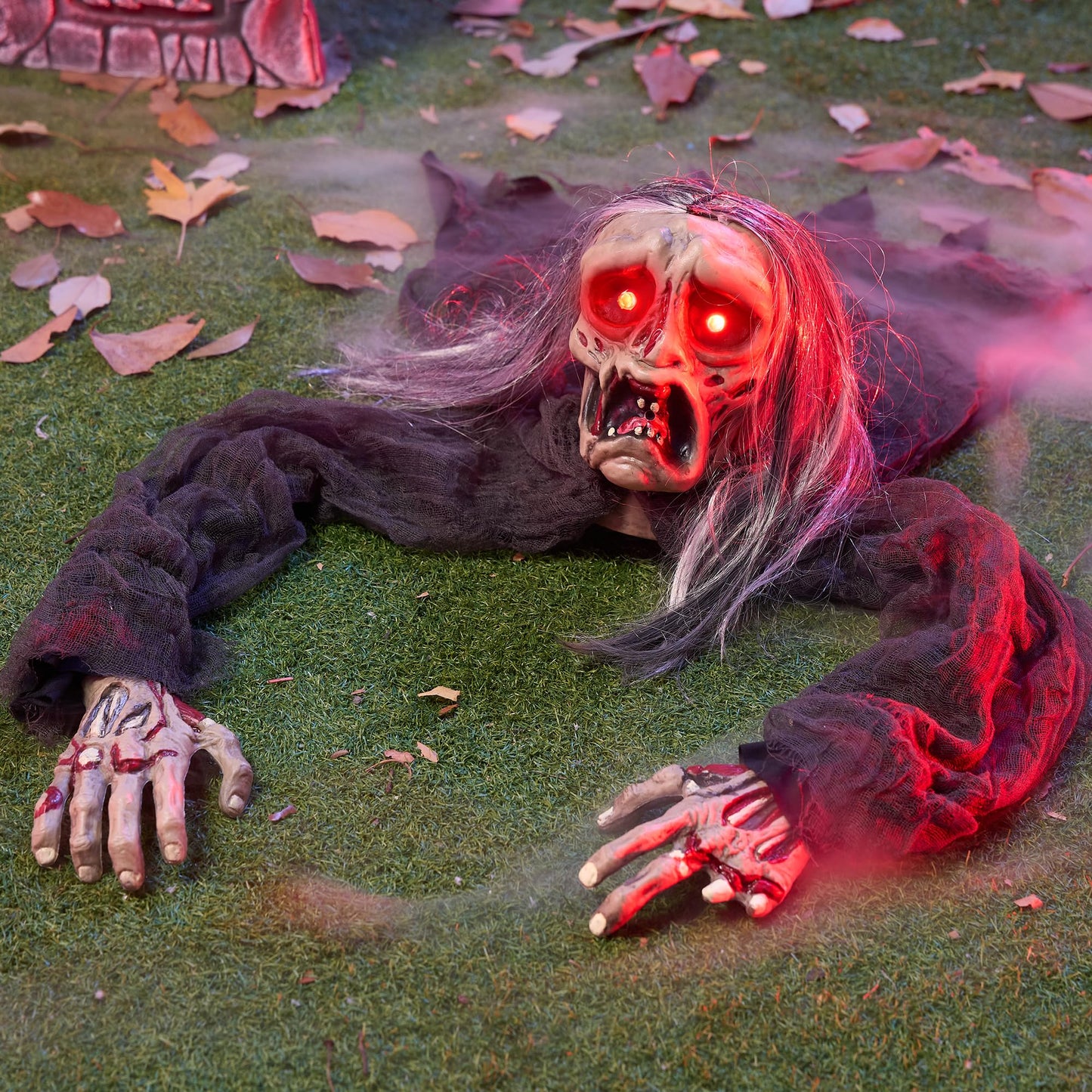 JOYIN Halloween Zombie Decoration Outdoor, Groundbreaker Halloween Outside Decor, Scary Zombies Props with Glowing Eyes and Sound for Graveyard Haunted House Lawn Yard Garden Decoration
