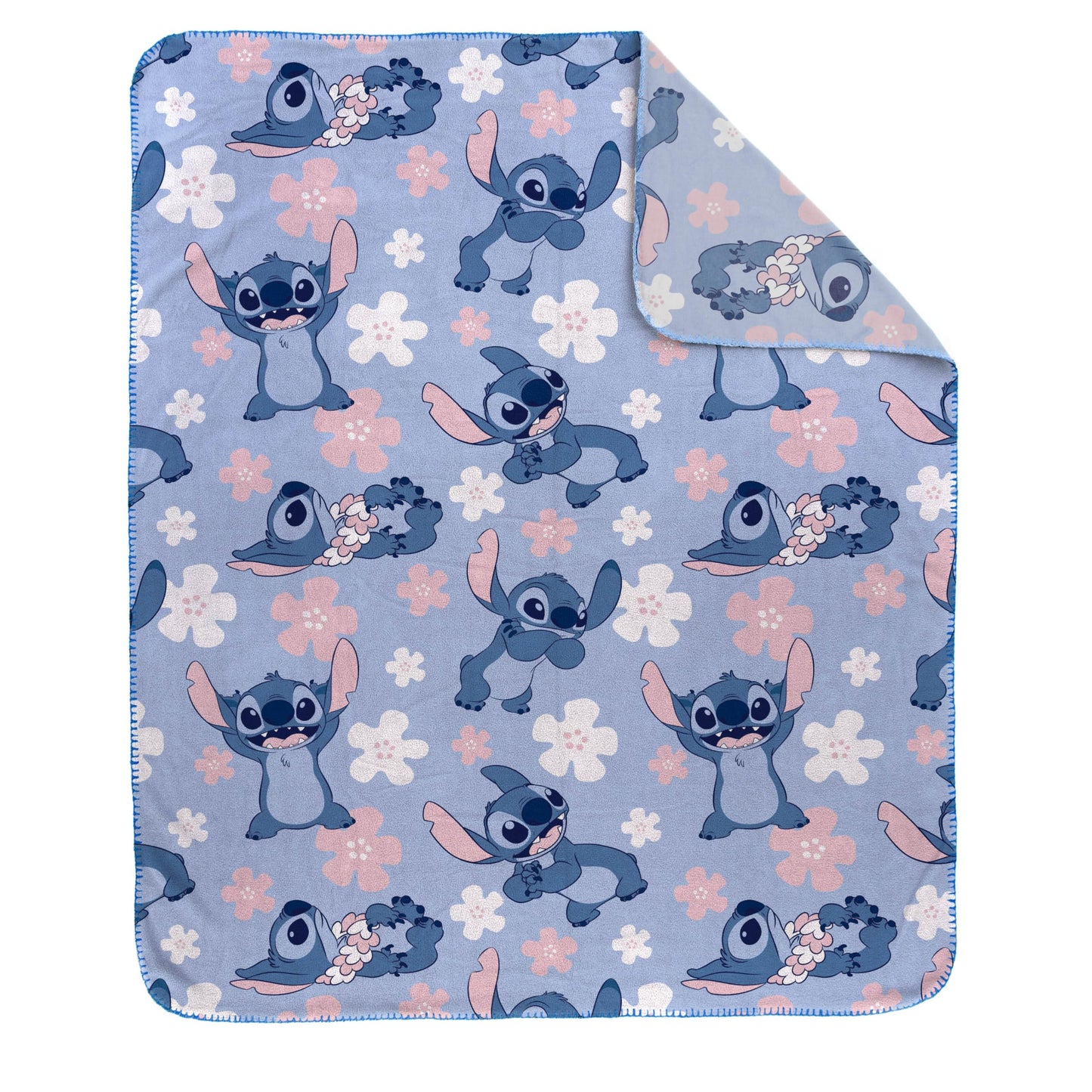 Jay Franco Kids Plush Throw Blanket – Soft & Cozy Fleece Throw for Bedroom & Couch Décor, Official Licensed Product, Blue - Lilo and Stitch, 40x50 - Travel Blanket