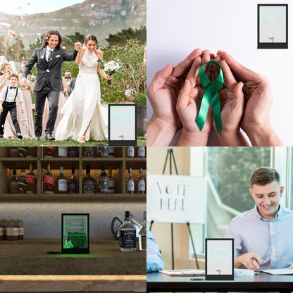 HEMYLU Tip Jar with 2 Sign Holders, LED Light & Lock for Bar & Party, Donation Box with Sign Holder ''Tips! Thank You!'', Suggestion Box with DIY Blank Sign Holder for Getting Cards, Voting & Ballots
