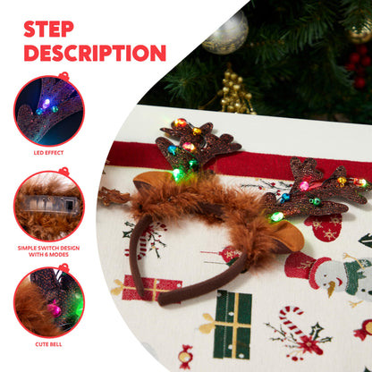 JOYIN Christmas 4PCS Reindeer Headband, Light-Up LED Antlers Reindeer Hat Holiday Headbands for Christmas Party Supplies and Holiday Parties Favors (ONE SIZE FITS ALL)