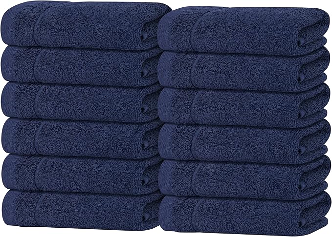 Tens Towels Pack of 12 Washcloths, 12 x 12 Inches, Lighter Weight, Quick to Dry