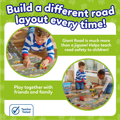 Orchard Toys Giant Road Floor Puzzle - Large Interchangeable Car Track Jigsaw Puzzles for 3 Year Olds - Alternative Road Mat for Toy Cars - Educational Kids Jigsaw for Toddlers - Age 3+