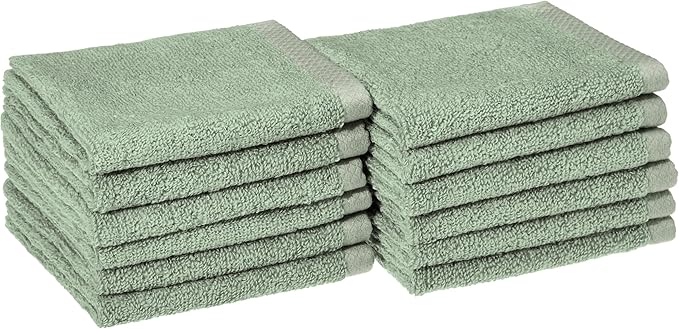 Amazon basics cotton washcloths, Lightweight quick-dry, seafoam green