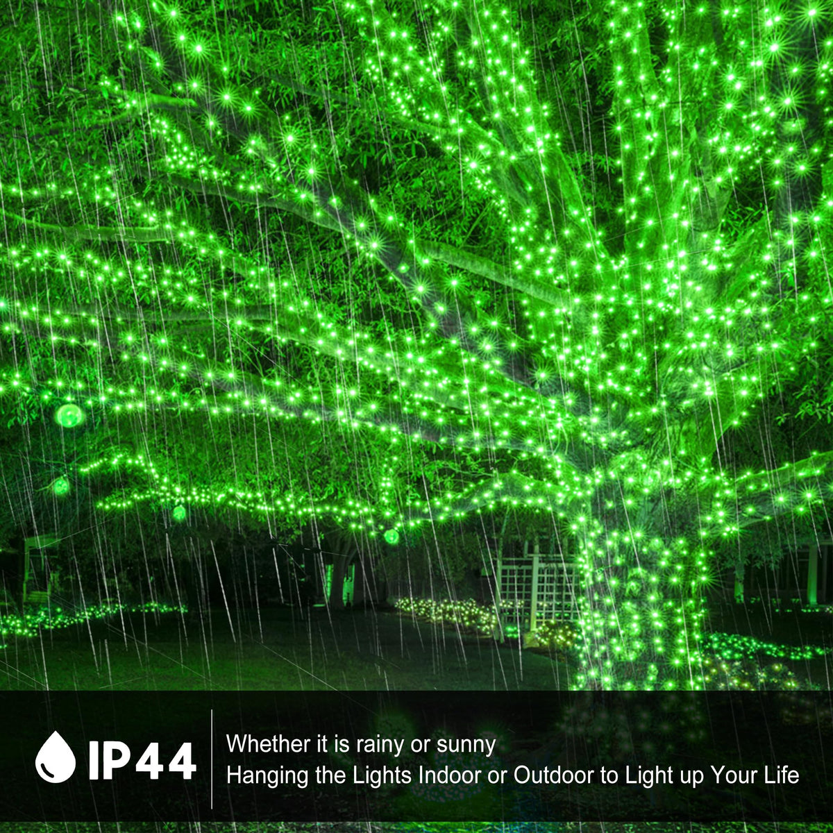kemooie 500 LED Green St. Patrick's Day Lights, 164 FT Waterproof Fairy String Lights with 8 Modes & Memory Function, Plug in Outdoor String Light for Xmas Garden Balcony St. Patrick's Day Decor