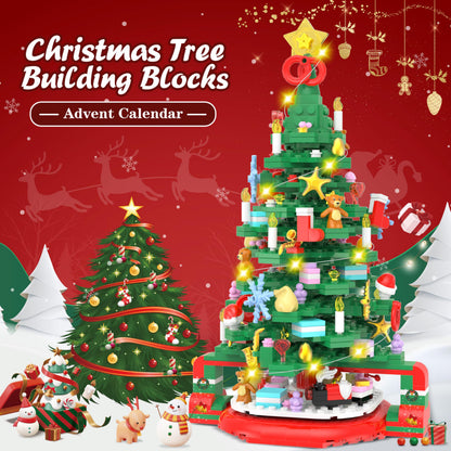 Alagoo Advent Calendar 2025 Christmas Tree Building Set with LED Light, 24 Days Christmas Countdown Calendar Christmas Tree Building Blocks, Xmas Gifts for Adults Teens Kids