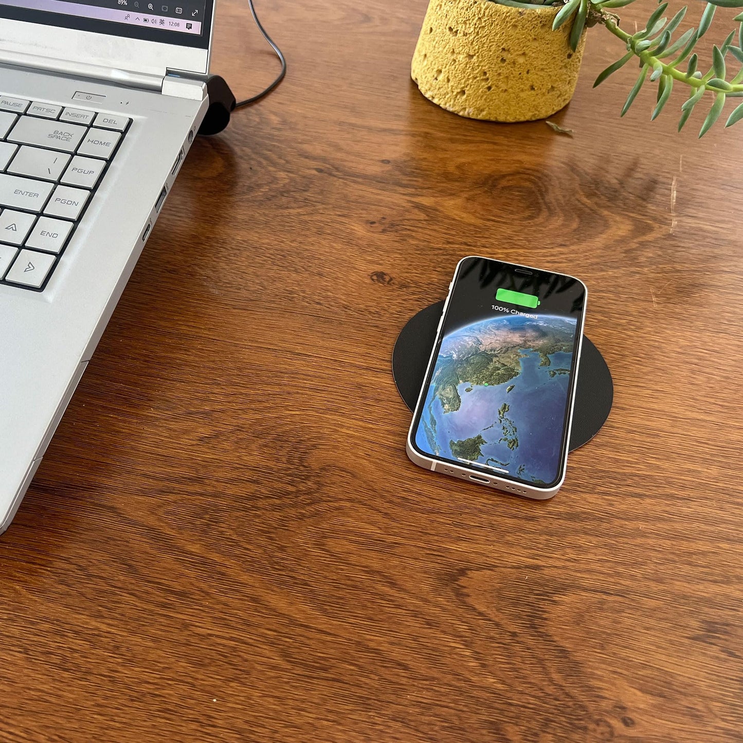 UUMAO 40MM Magnetic Invisible Wireless Charger, Under Desk 15W Furniture Wireless Charging Pad for Magsafe iPhone 15/14 (with PD Adapter) (Magsafe Desk Sticker Coil Included)