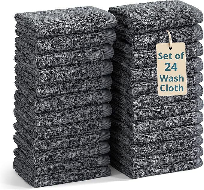 Casa Platino Wash Cloths Pack of 24-100% Cotton Washcloths