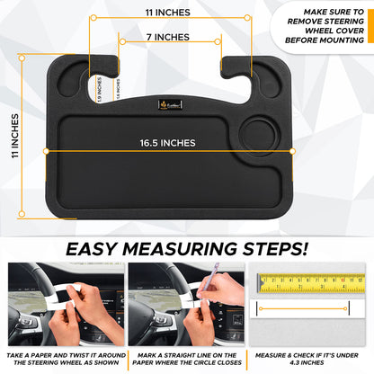 EcoNour 2 in 1 Car Steering Wheel Desk | Tray for Laptop Car Mount with Pen Holder | Desk Console for Car | Food Tray for Eating with Drinks Holder | Multipurpose Travel Car Accessories