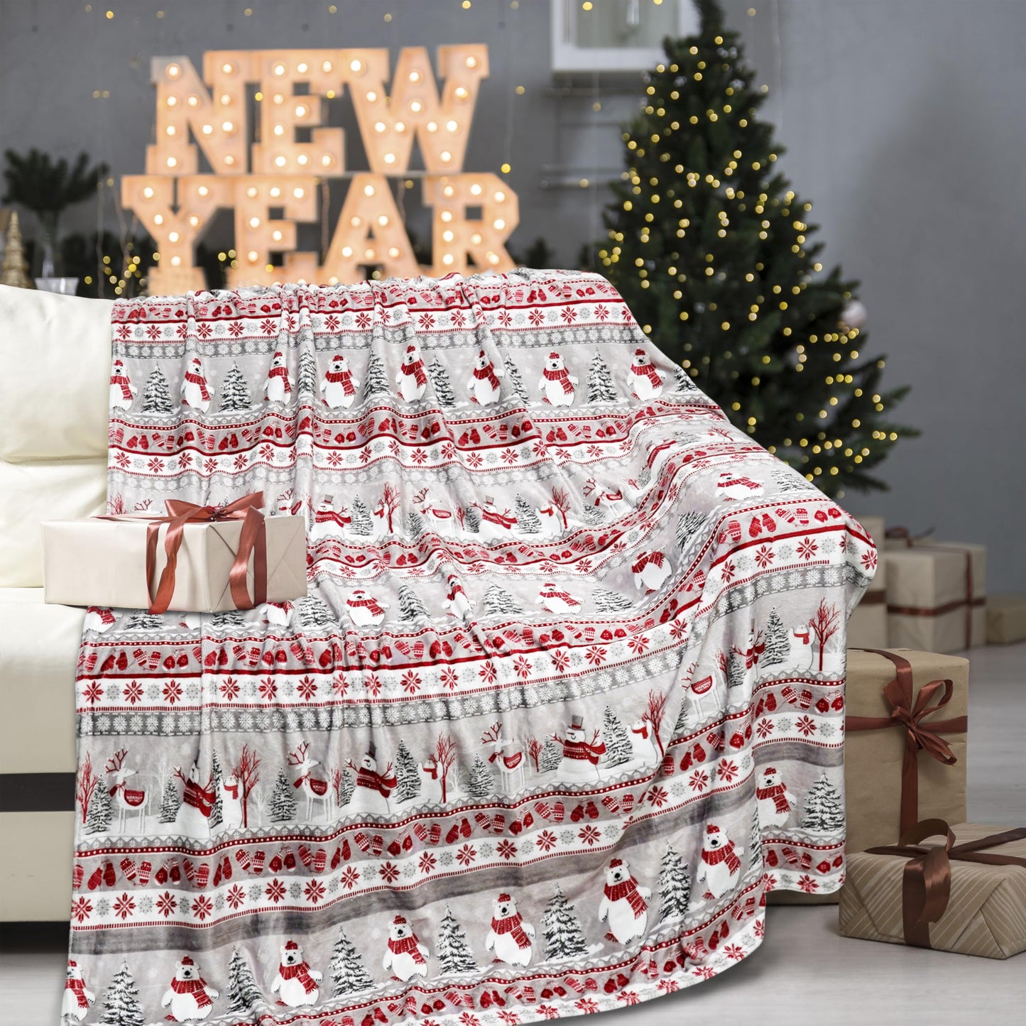 Christmas Blanket Soft Cozy Lightweight Throw Blanket for Couch Sofa Bed Living Room Home Decor for Boys Girls Kids Adults Gift 50x60 inch