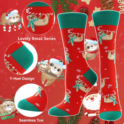 BONANGEL Christmas Socks Women, Funny Novelty Cute Xmas Holiday Crew Socks, Crazy Christmas Gifts for Women Girls
