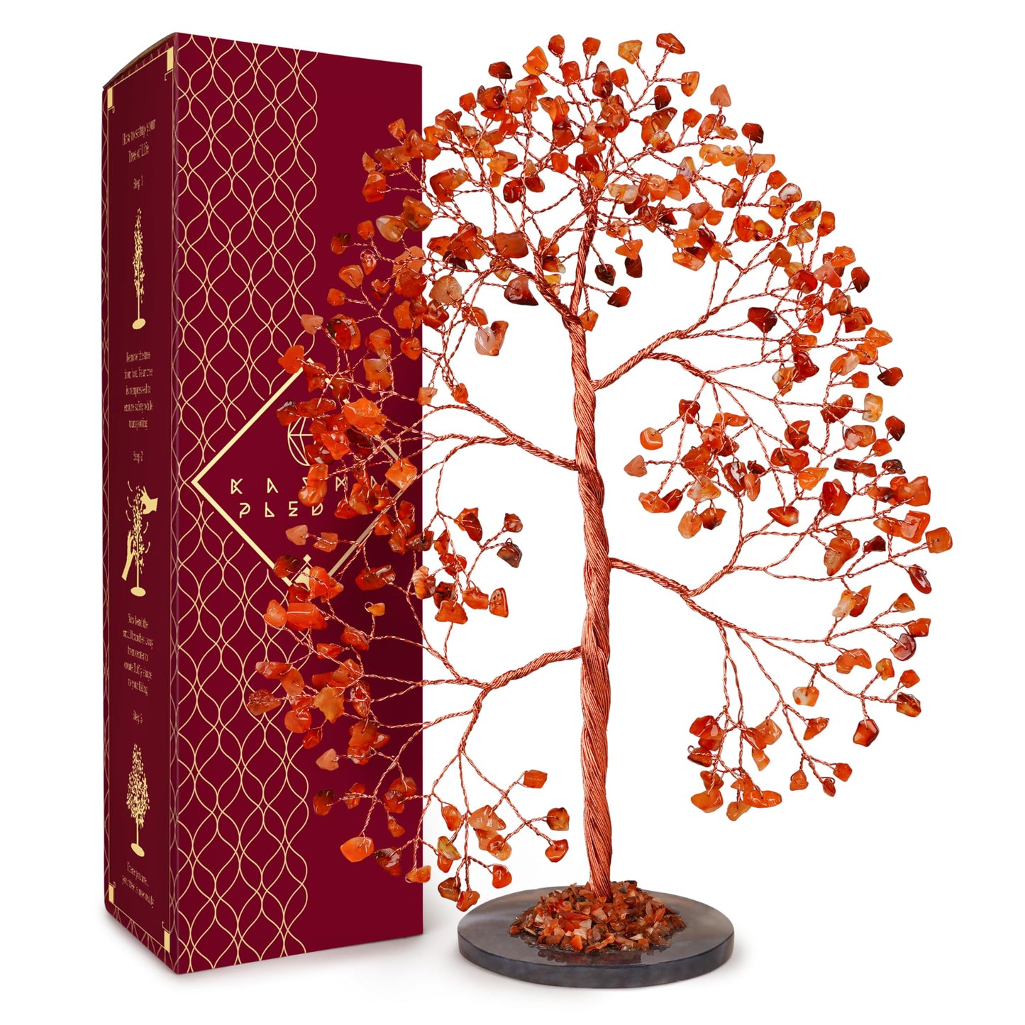 Crystal Tree of Life Birthday Gifts for Women, Men, Frineds, Handmade Carnelian Chakra Tree for Home, Room, Office Decor, Bring Money, Positivity, Reiki Healing, Good Luck, Gifts for Mom & Dad