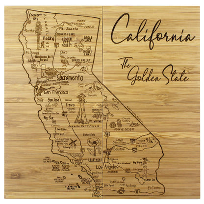 Totally Bamboo California State Puzzle 4 Piece Bamboo Coaster Set with Case