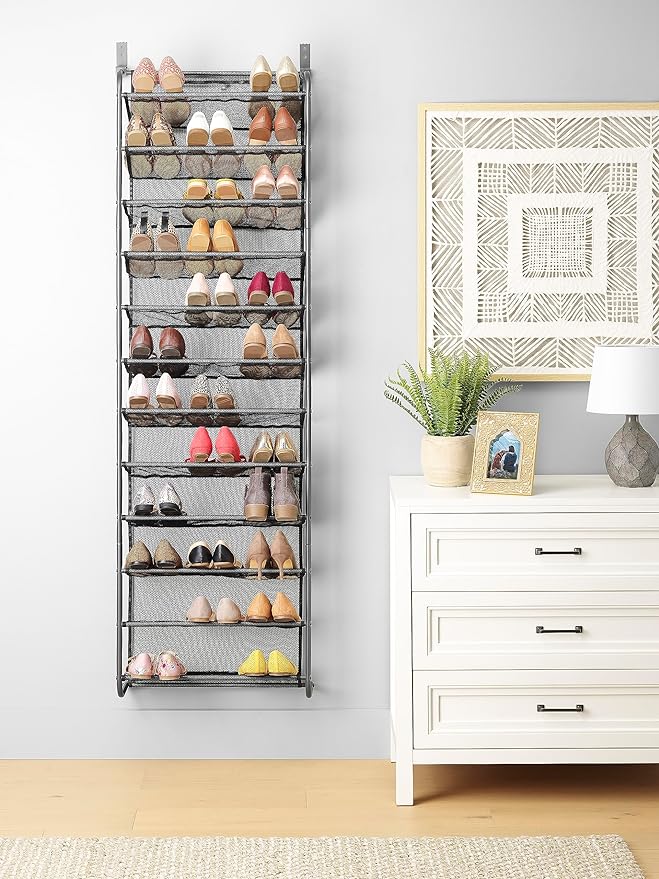 Whitmor 36 Pair Over The Door Shoe Organizer, 12 Tier Hanging Shoe Organizer