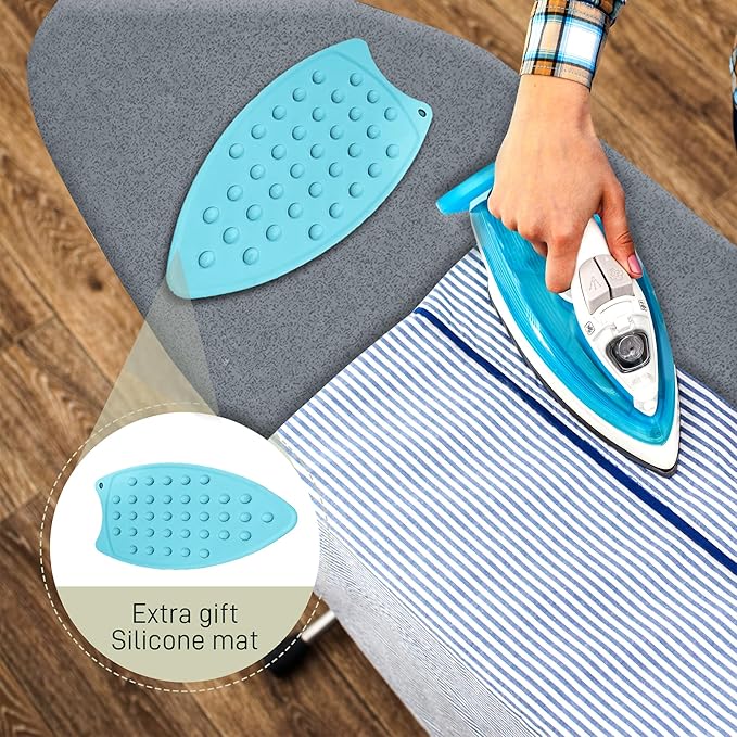 Full Size Ironing Board Cover and Pad 15x54 w/ Silicone Mat | Polyester Cotton