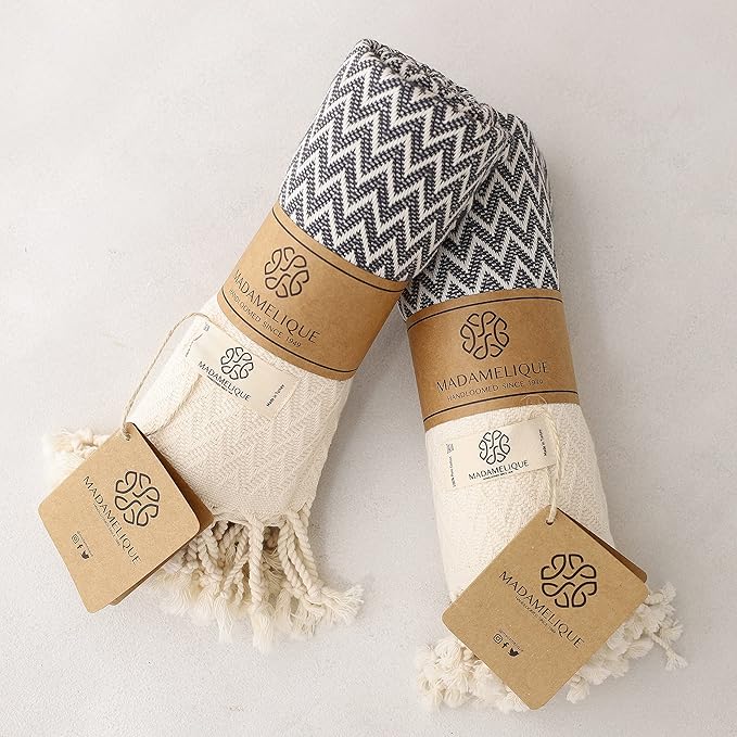 Madamelique Exclusive Hand Towels Set of 2-18 x 40 Inches