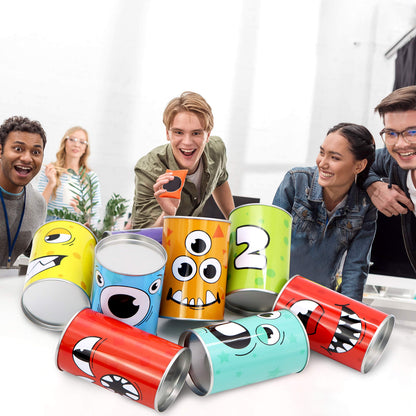 JOYIN 13 Pcs Carnival Bean Bag Toss, Knockdown Can Game Set, Holiday & Birthday Party Games, Outdoor Lawn Yard Activity for Kids Party Favors, Easter Egg Hunt for Classroom Gifts (Monster Style)