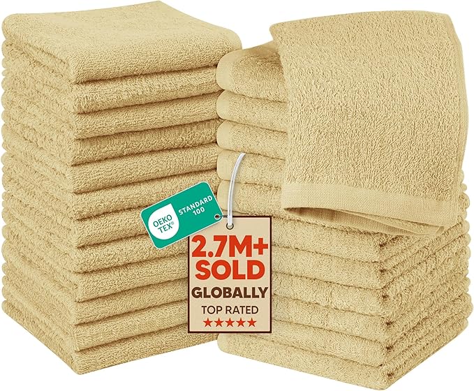 Utopia Towels 24 Pack Cotton Washcloths Set, 100% Ring Spun Cotton, Highly