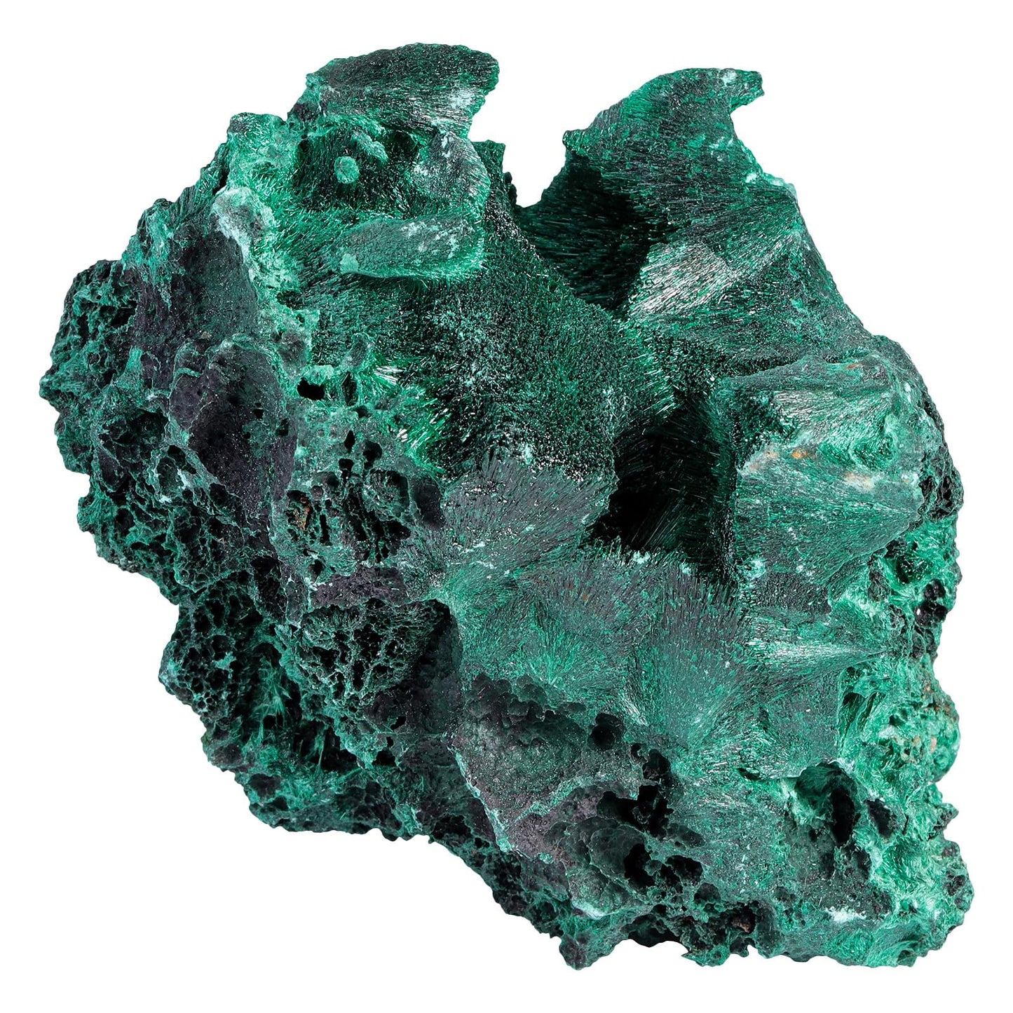 Rockcloud Natural Malachite Raw Stone Irregular Ornament Healing Crystal Stone for Home Office Decoration, 0.88 lb to 1.10 lb