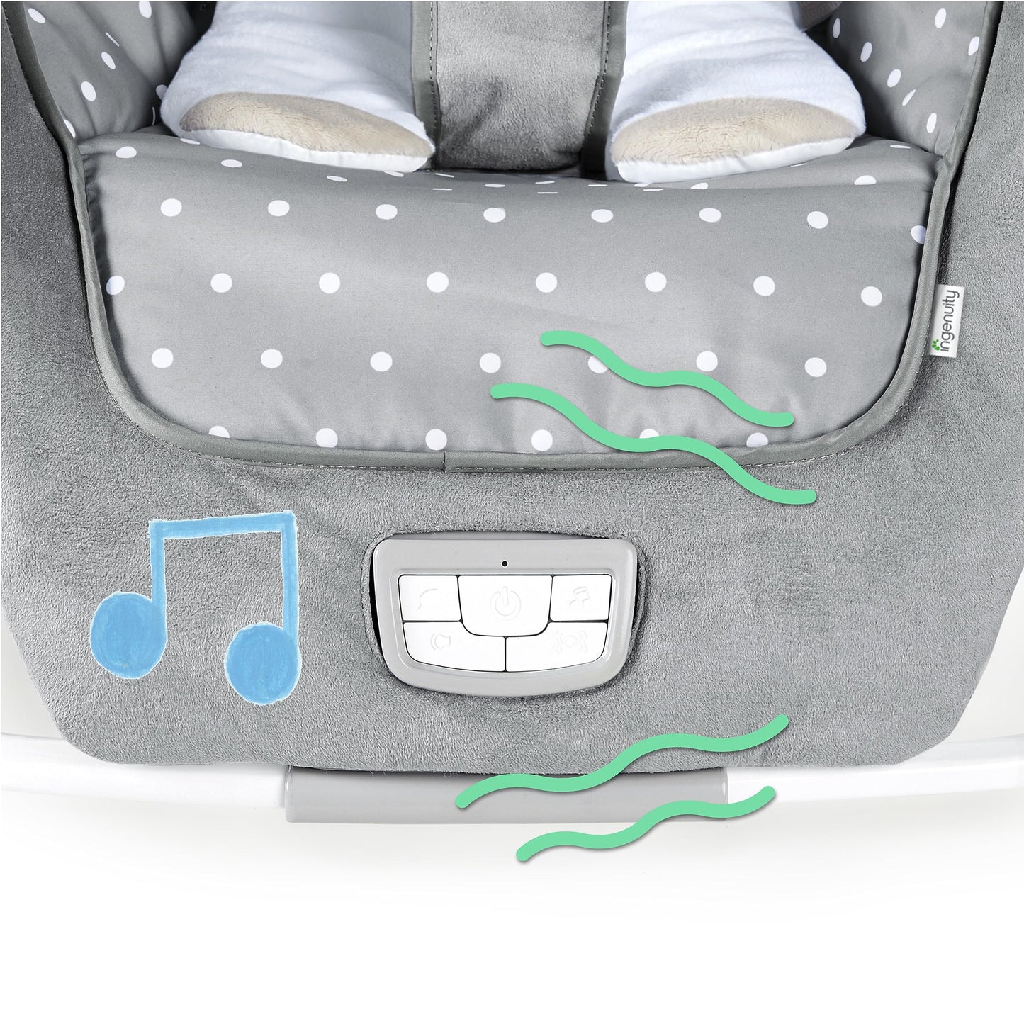 Ingenuity, Cuddle Lamb Baby Rocking Hammock with Vibration, Game Bow are 2 Stuffed Animals, 12 Melodies, 4 Nature Sounds, Adjustable Volume, Ergonomic, from Newborn to 18 kg