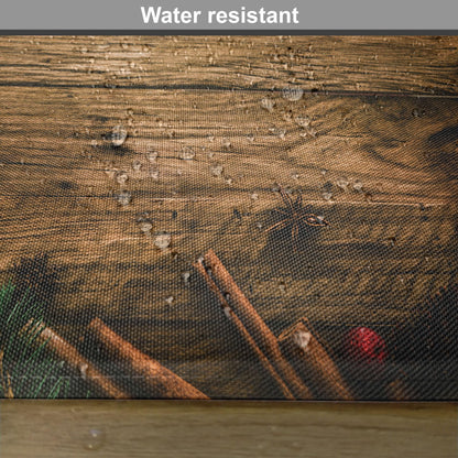 Ambesonne Christmas Place Mats Set of 8, Gingerbread Man Gift Box Coniferous Pine Cinnamon Dessert on Rustic Wood Theme, Washable Fabric Placemats for Dining Table, Placemat 8 pcs, Green and Brown