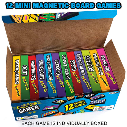 Gamie Magnetic Board Travel Games for Kids, Includes 12 Retro Fun Games - 5" Compact Design, Individually Boxed Travel Essentials for Kids Road Trip/Airplane/Camping, Stocking Stuffers for All Ages