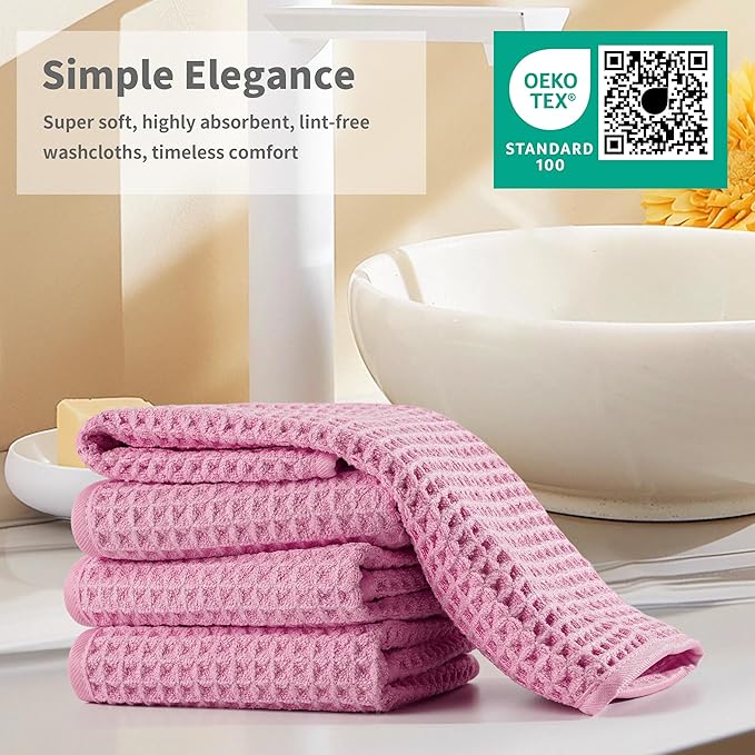 Microfiber Waffle Face Towels, 2 Pieces, Fast Drying, Lint Free 430 GSM
