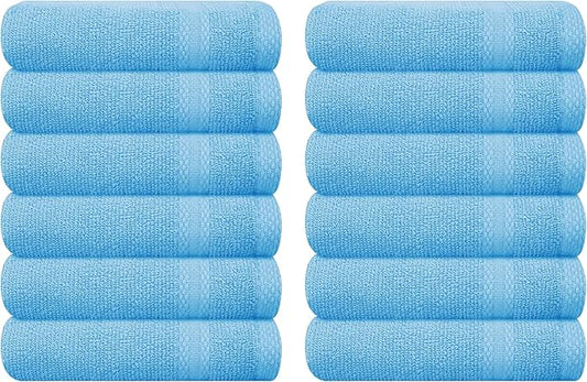 GLAMBURG Ultra Soft 12-Piece Washcloths Set 13x13-100% Ringspun Cotton