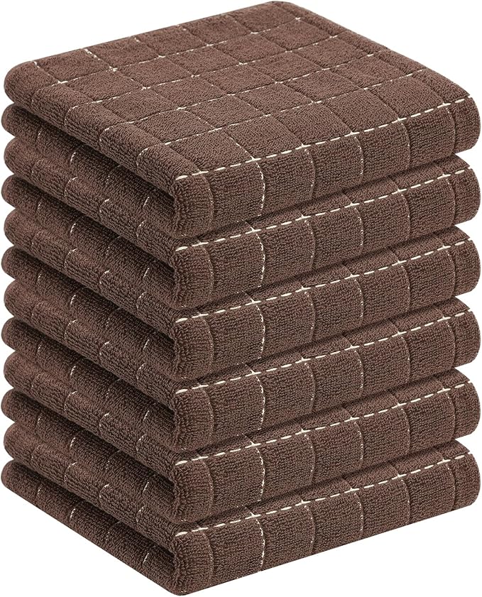 Homaxy 100% Cotton Terry Kitchen Towels, Checkered Designed, Soft and Super
