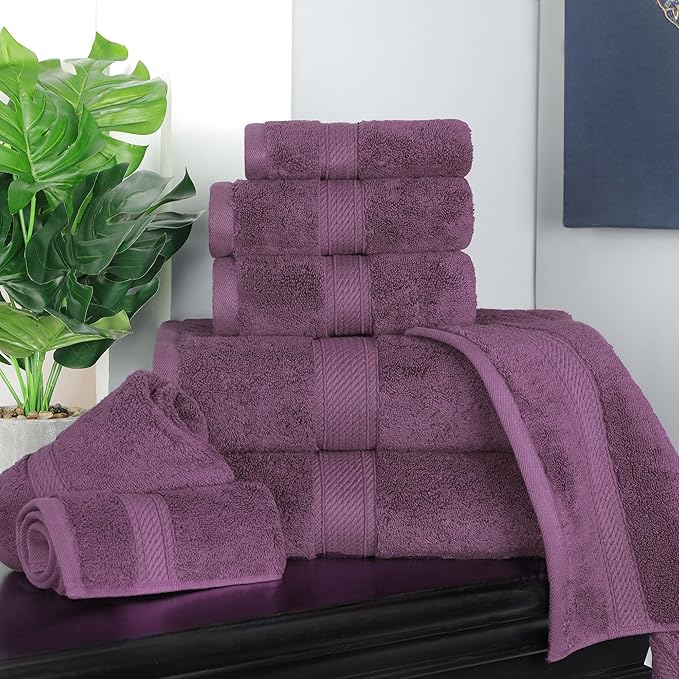 SUPERIOR Egyptian Cotton Pile 8 Piece Towel Set, Includes 2 Bath, 2 Hand