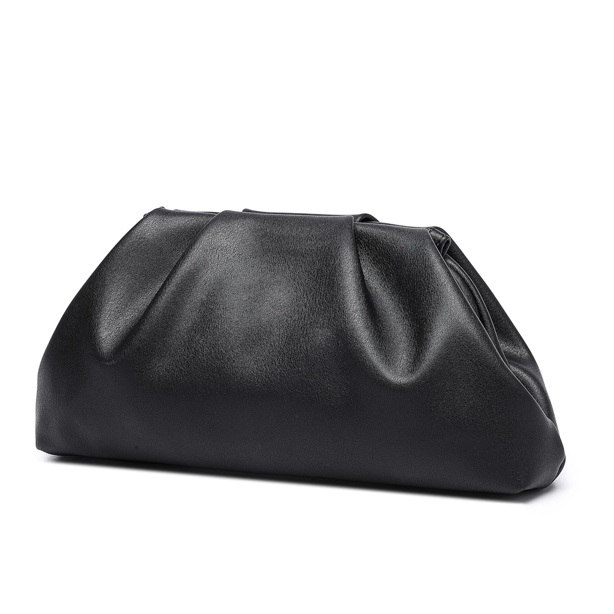 YUWITA Soft PU Leather Clutch Purses for Women Formal Elegant Luxurious Evening Bag (Black)