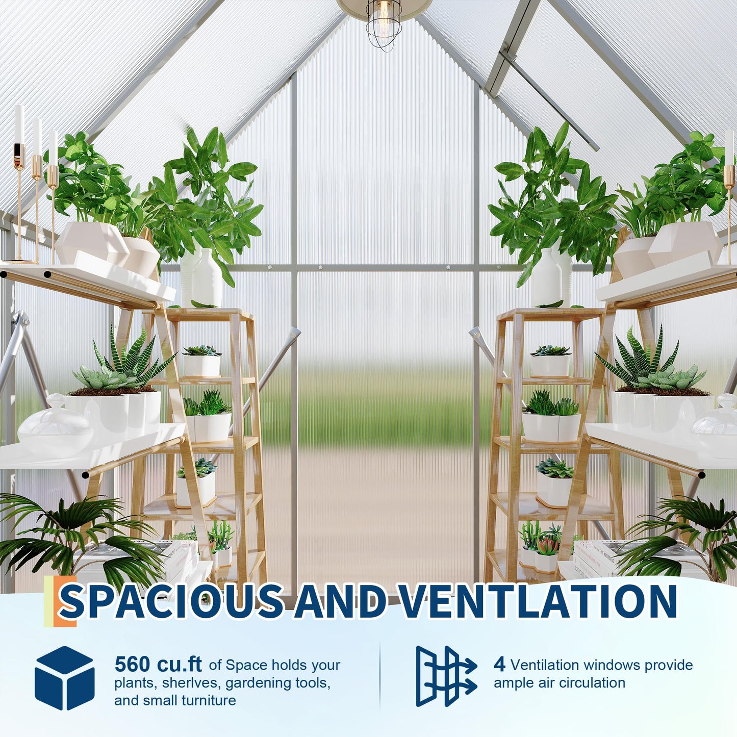 GarveeLife 6X4FT Polycarbonate Greenhouse with Aluminum Frame, Polycarbonate Greenhouse for Outdoors, Greenhouses with Ventilation, Aluminum Large Walk-in Greenhouses for Outside