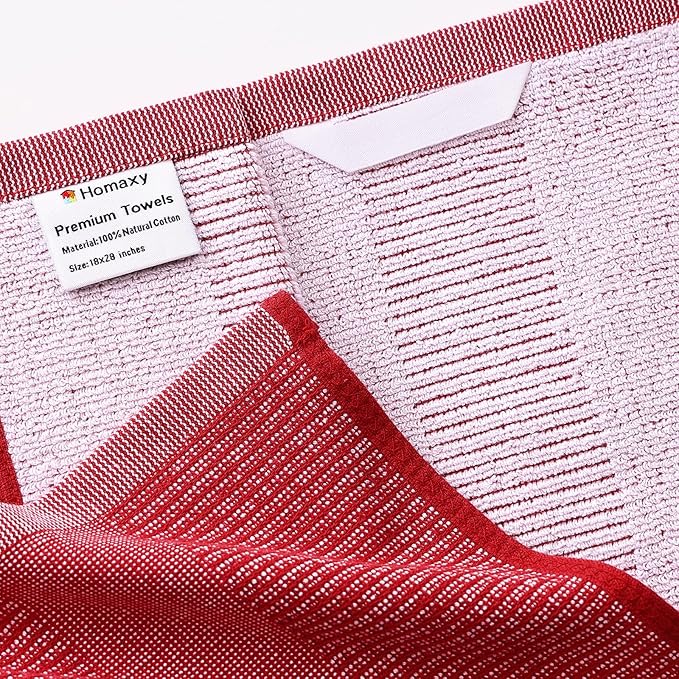 Homaxy Premium Kitchen Towels, Large Cotton Kitchen Hand Towels, Flat and Terry
