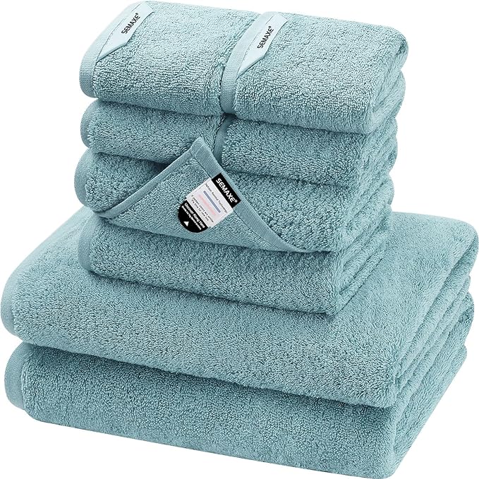 SEMAXE Bath Towel Set, 100% Cotton Bathroom Towels