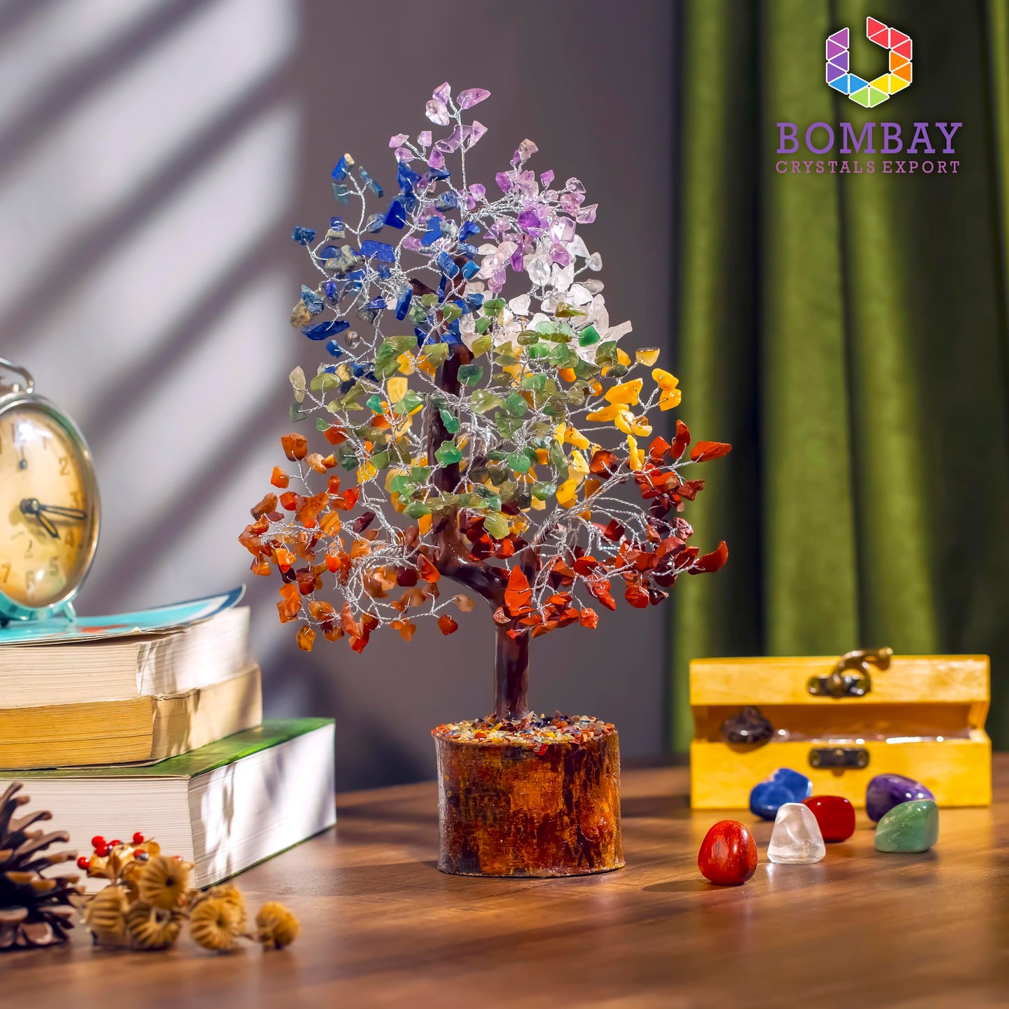 7 Chakra Crystal Tree of Life – Handmade Healing Gemstone Bonsai for Positive Energy, Prosperity & Home Décor – Good Luck Gift for Women, Mom, Office & Living Room Accent
