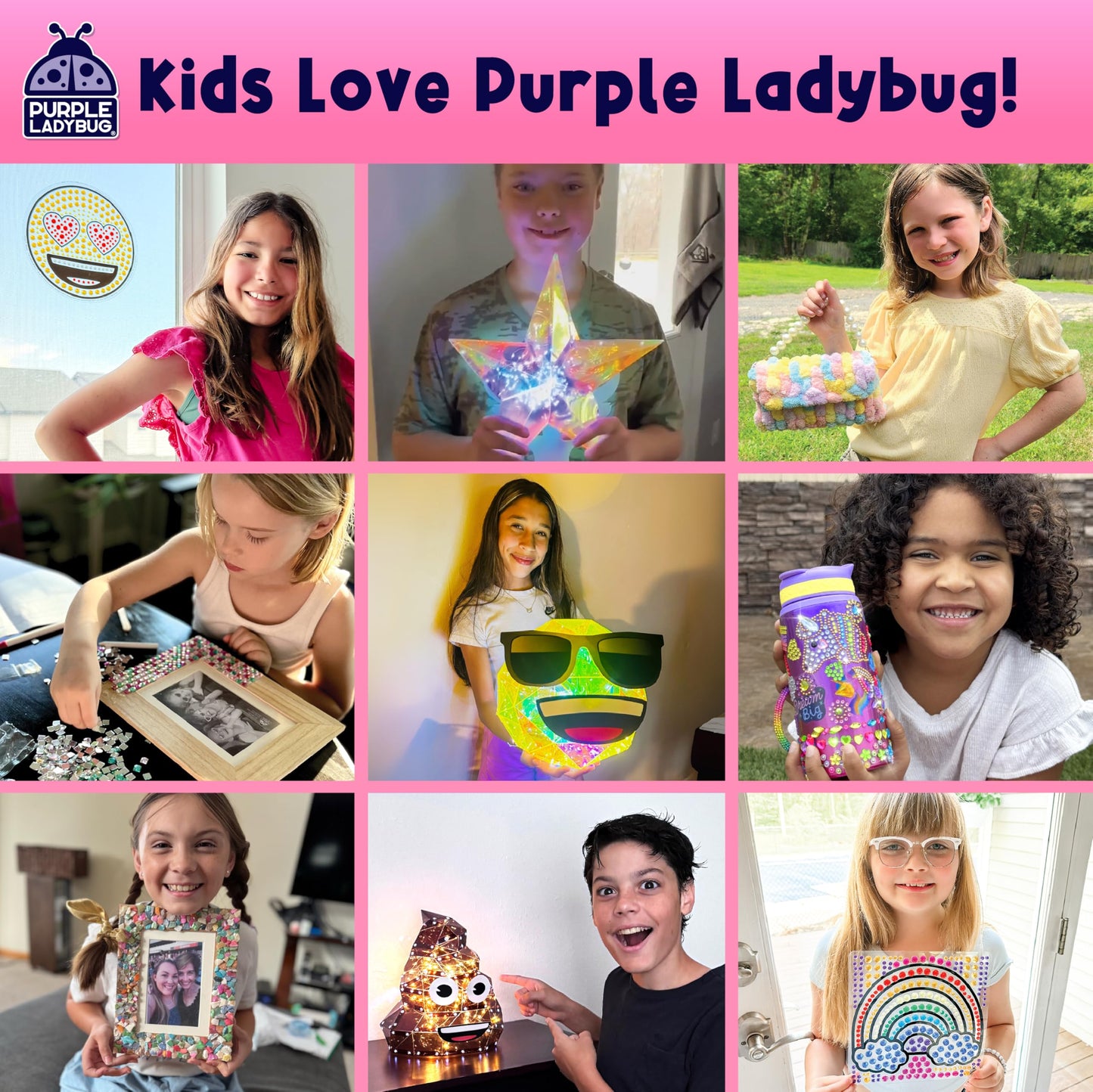 PURPLE LADYBUG Glamour Headband Making Kit for Girls - DIY Hair Accessories & Hair Bands - Craft Kits for Kids - 5 Year Old Girls Gifts, Girl Birthday Presents for Ages 5-10, Summer Crafts Activity