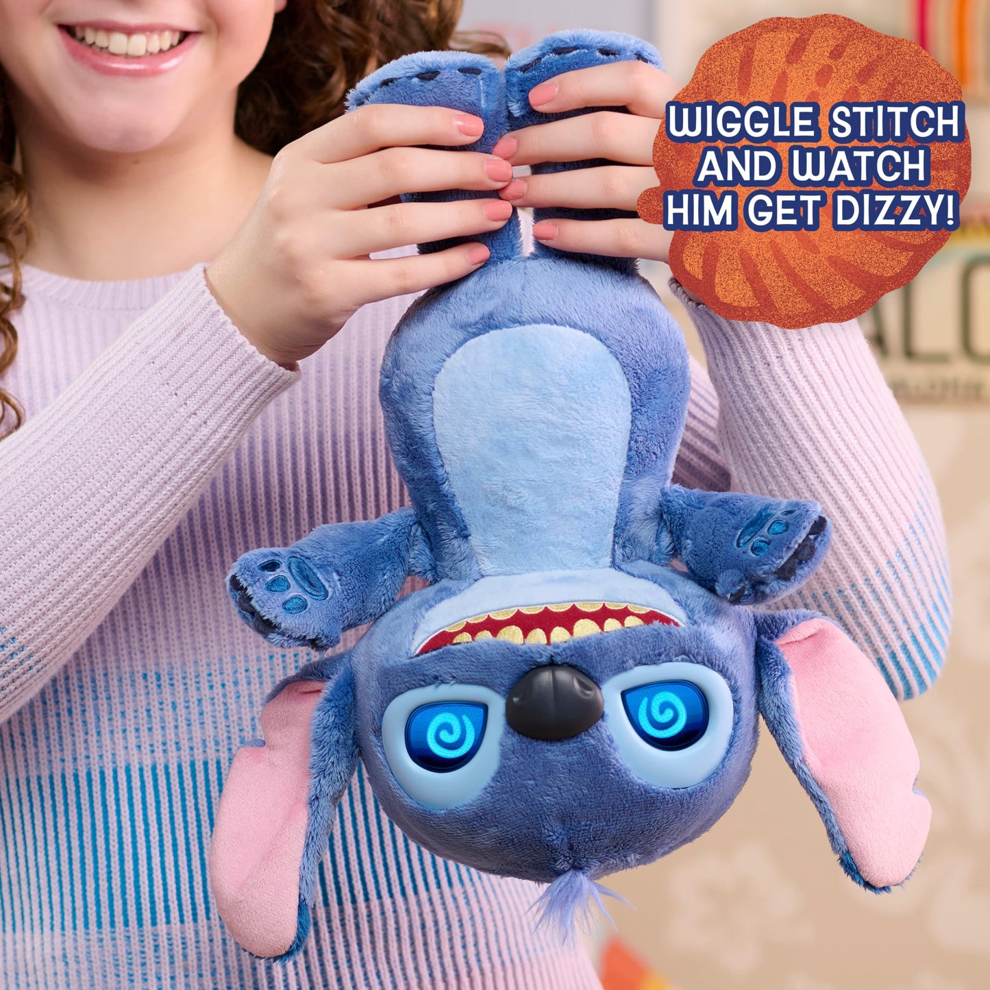 Just Play Disney Stitch Many Moods 34,3 cm Interactive Plush, 50+ Sounds & Phrases, LCD Eyes, inspired by Disney's new live-action Lilo & Stitch movie, Toy for Fans, Girls, Boys, Kids 3