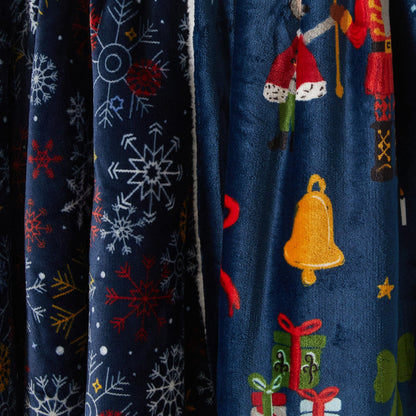 Fleece/Sherpa Christmas Throw - Super Soft Holiday Printed Blanket for Couch, Chair, or Bed - Cozy, Luxurious Plush - 50" x 60", New Snowflake