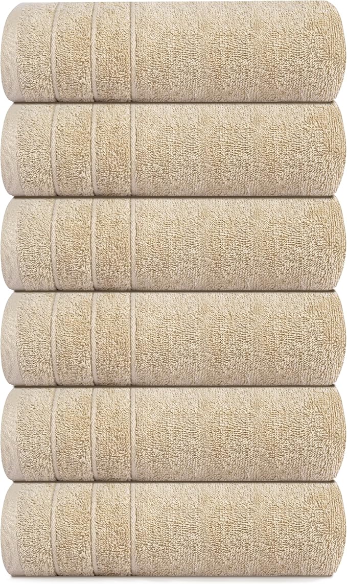 Tens Towels Pack of 6 Hand Towels, 100% Cotton, Lighter Weight, Quick to Dry